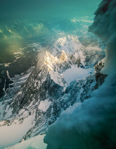 Zugspitze, Sonnenaufgang, Berge, Schnee, Nebel, Eis